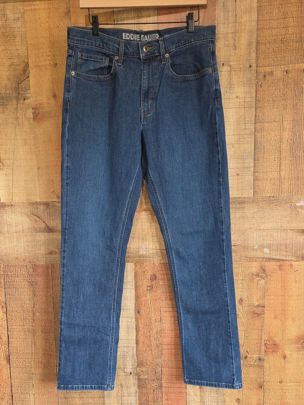 Eddie Bauer Men’s Straight-Leg Dark Blue Denim Jeans